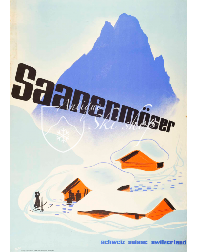 Vintage Swiss Ski Poster : GSTAAD - SAASENMOSER