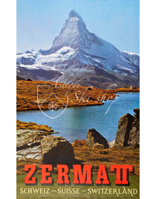 Vintage Swiss Ski Resort Poster : ZERMATT
