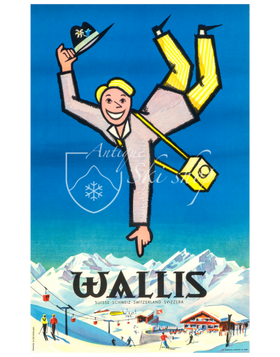Vintage Swiss Ski Poster : WALLIS (Nr. 2)