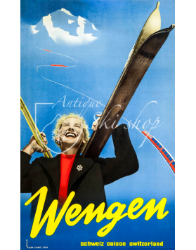Vintage Swiss Ski Poster : WENGEN