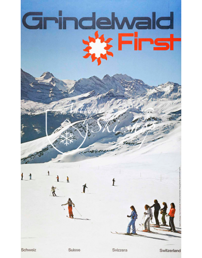 Vintage Swiss Ski Poster : GRINDELWALD FIRST