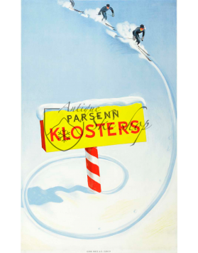 Vintage Swiss Ski Poster : PARSENN KLOSTERS