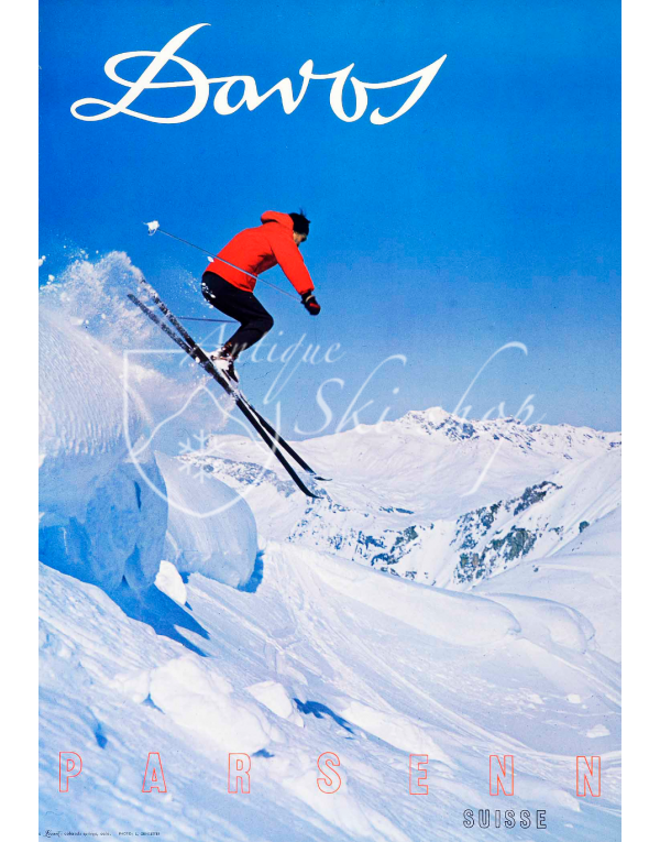Vintage Swiss Ski Poster : DAVOS PARSENN (Nr. 2)