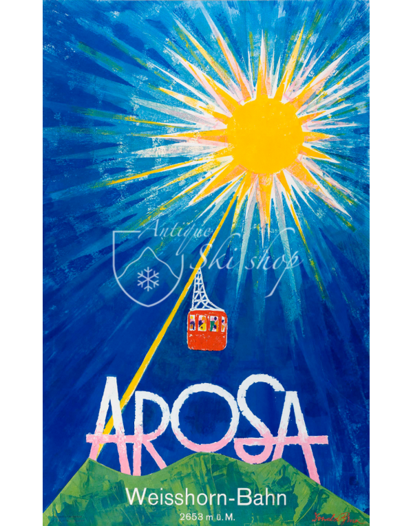 Vintage Swiss Ski Resort Poster : Arosa Weisshorn Bahn