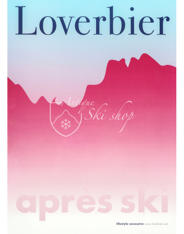 Vintage Swiss Ski Poster : LOVERBIER - APRES SKI