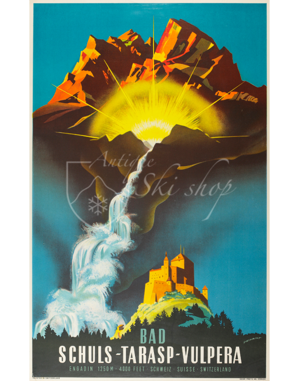 Vintage Swiss Travel Poster : SCHULS TARASP VULPERA