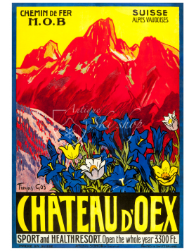 Vintage Swiss Ski Resort Poster : CHATEAU D'OEX