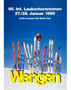 Vintage Swiss Ski Poster : LAUBERHORNRENNEN WENGEN 1990