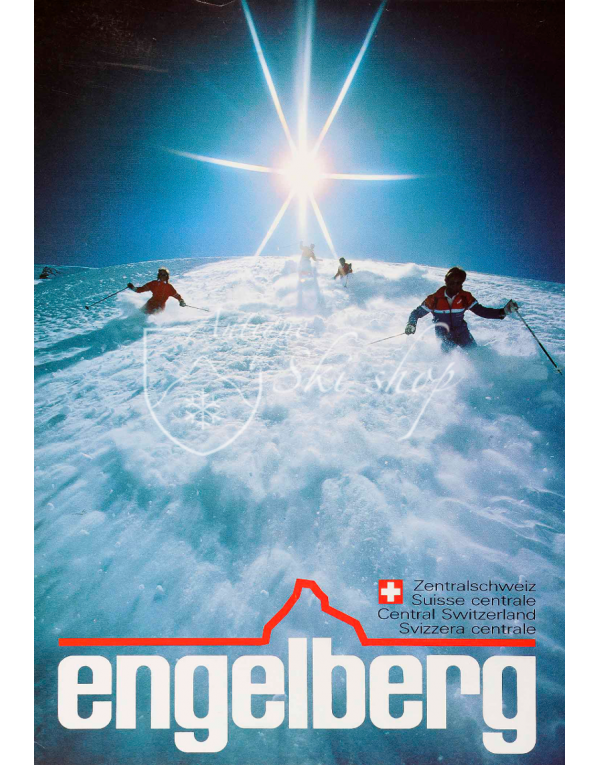 Vintage Swiss Ski Poster : ENGELBERG "POWDER"