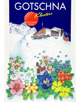 Vintage Swiss Ski Poster : KLOSTERS - GOTSCHNA