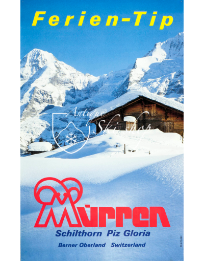 Vintage Swiss Ski Poster : MURREN "FERIEN-TIP"