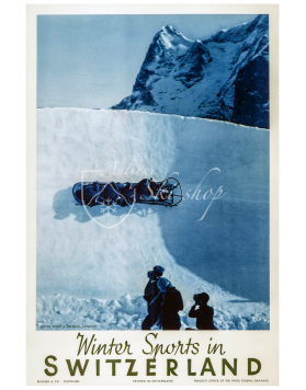 Vintage Swiss Travel Poster : WINTER SPORTS IN SWITZERLAND