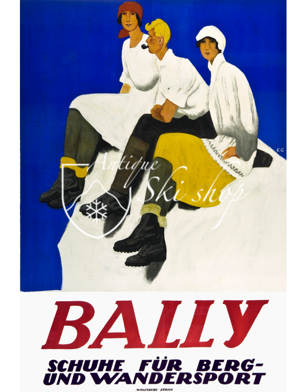 Vintage Swiss Poster : BALLY - Schuhe für Berg und Wandersport