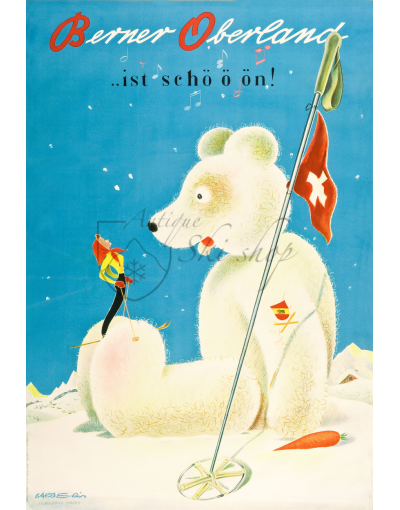 Vintage Swiss Ski Poster : BERNER OBERLAND