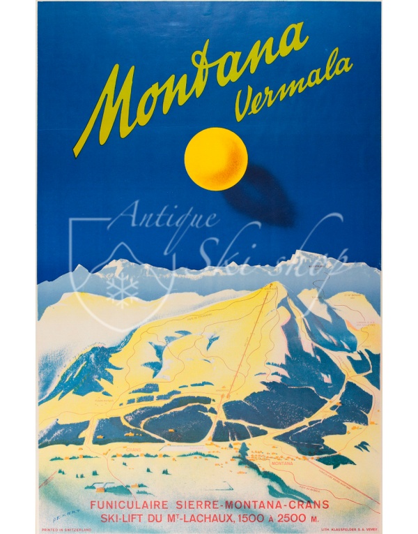 Vintage Swiss Ski Poster : MONTANA VERMALA