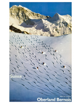 Vintage Swiss Ski Poster : OBERLAND BERNOIS