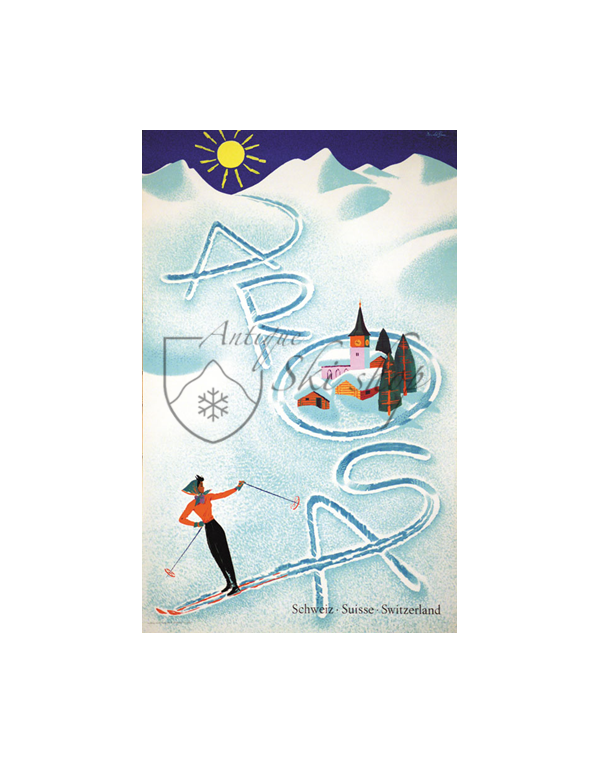 Vintage Swiss Ski Poster :  AROSA