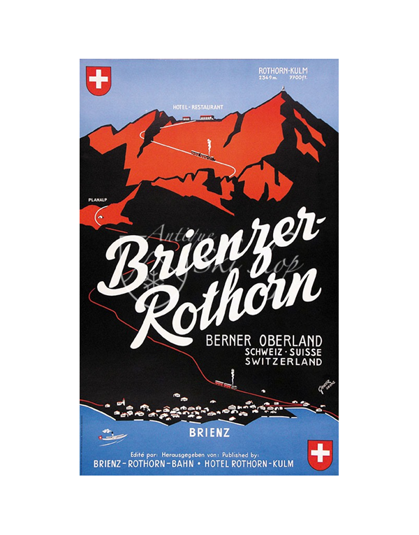 Vintage Swiss Resort Poster : BRIENZER ROTHORN