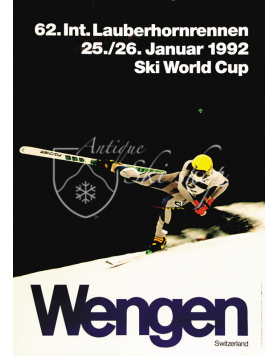 Vintage Swiss Ski Poster : LAUBERHORNRENNEN WENGEN 1992 (SOLD - PRINT AVAILABLE)