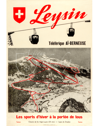 Vintage Swiss Ski Poster : LEYSIN