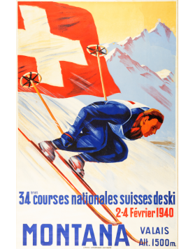 Vintage Swiss Ski Poster : MONTANA (SOLD - Print Available)
