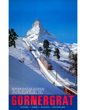 Vintage Swiss Ski Poster : ZERMATT GORNEGRAT (2)