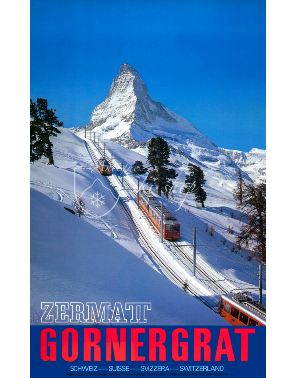 Vintage Swiss Ski Poster : ZERMATT GORNEGRAT (2)