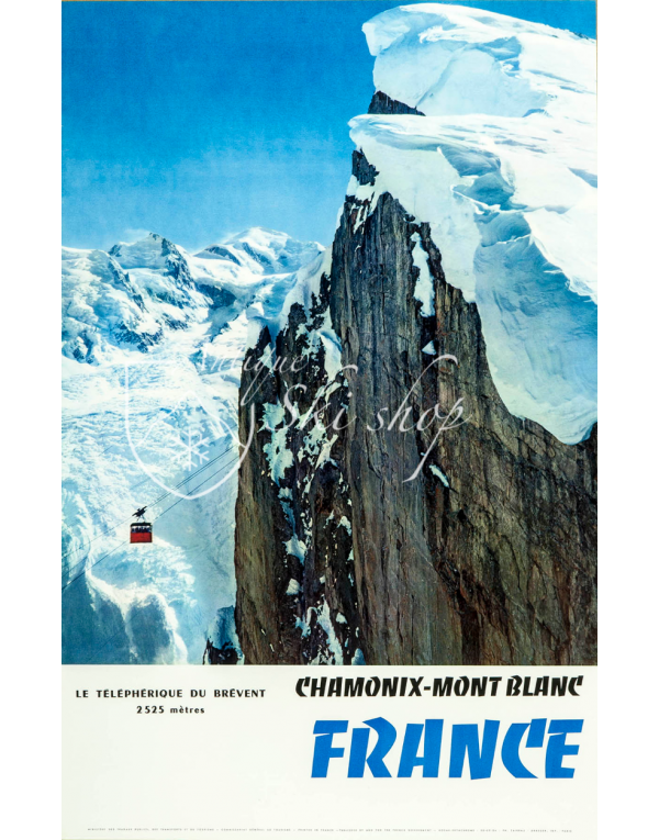 Vintage French Ski Poster : CHAMONIX MONT BLANC "BREVENT"