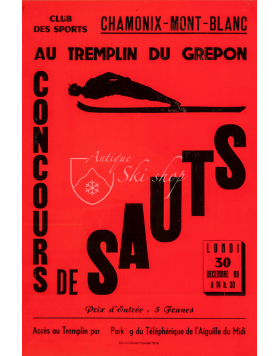 Vintage French Ski Poster : CONCOURS DE SAUTS - CHAMONIX