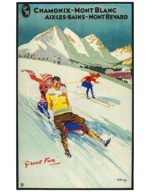 Vintage French Ski Poster : CHAMONIX - GREAT FUN