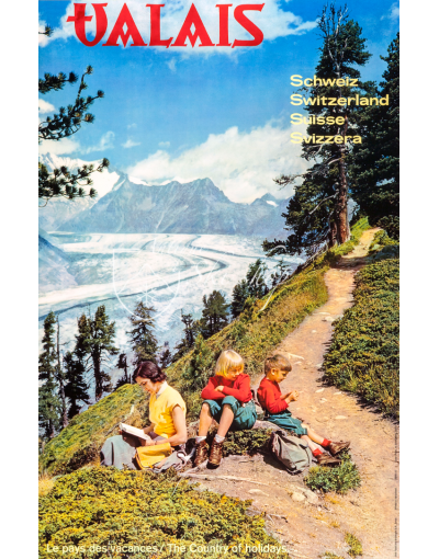 Vintage Swiss Travel Poster : VALAIS : SUMMER HIKING
