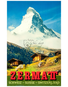 Vintage Swiss Ski Resort Poster : ZERMATT MATTERHORN (SUMMER)