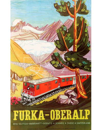 Vintage Swiss Travel Poster : FURKA - OBERALP