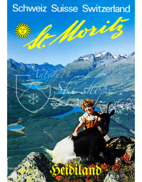 Vintage Swiss Ski Poster :  ST. MORITZ - HEIDILAND