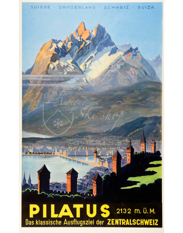 Vintage Swiss Travel Poster : PILATUS - ZENTRALSCHWEIZ