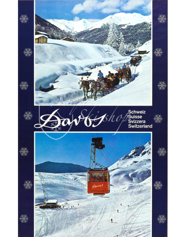 Vintage Swiss Ski Poster : DAVOS (2)