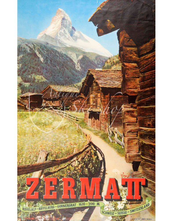 Vintage Swiss Ski Resort Poster : ZERMATT MATTERHORN (SUMMER Nr. 2)