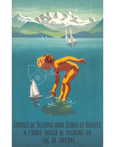 Vintage Swiss Travel Poster : LAC DE THOUNE