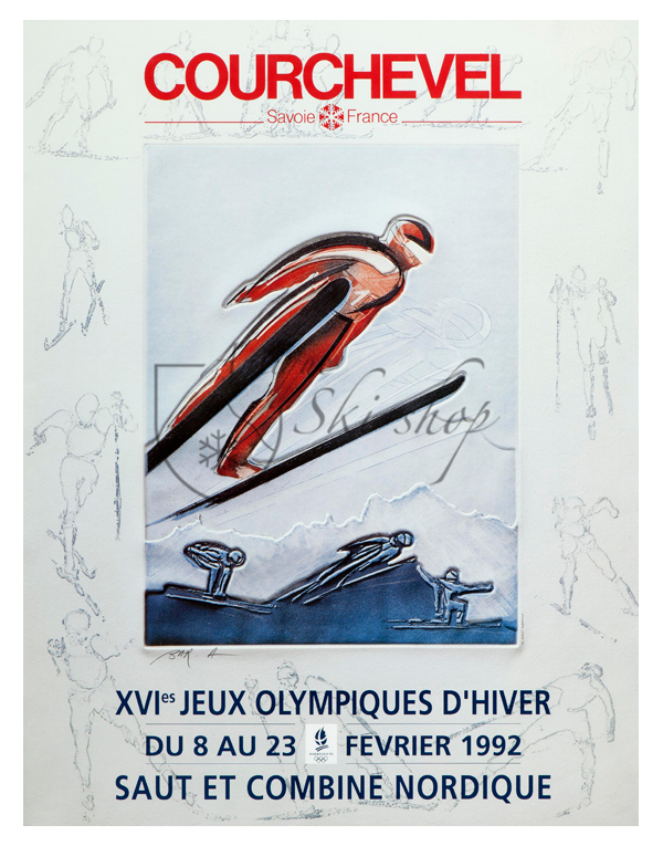Vintage French Ski Resort Poster : COURCHEVEL - 16th WINTER OLYMPIC GAMES