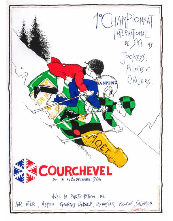 Vintage French Ski Resort Poster : COURCHEVEL - 1984 MOET SKI RACES