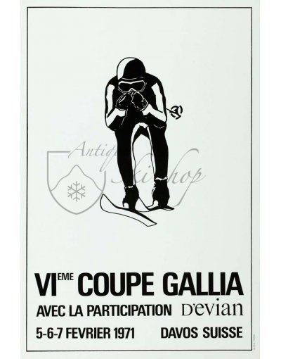 Vintage Swiss Ski Poster : DAVOS -VI COUPE GALLIA 1971