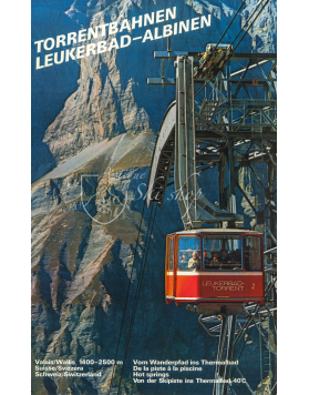 Vintage Swiss Travel Poster : TORRENTBAHNEN: LEUKERBAD-ALBINEN