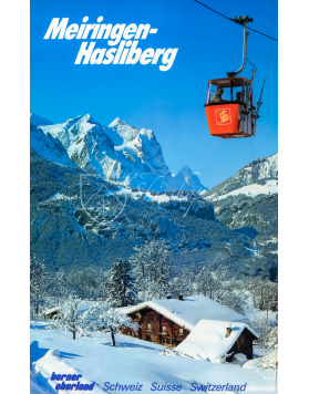 Vintage Swiss Ski Poster : MEIRINGEN-HASLIBERG