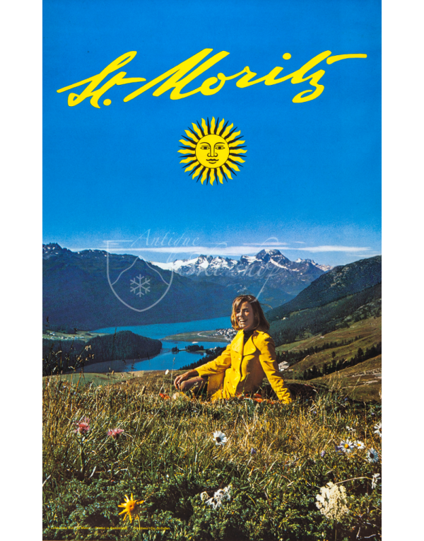 Vintage Swiss Travel Poster : ST. MORITZ (Summer)