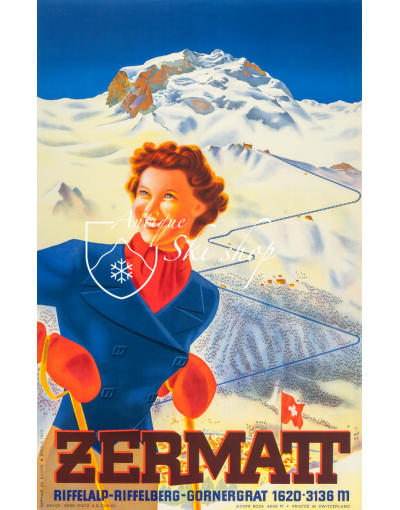 Vintage Swiss Ski Poster : ZERMATT (3)