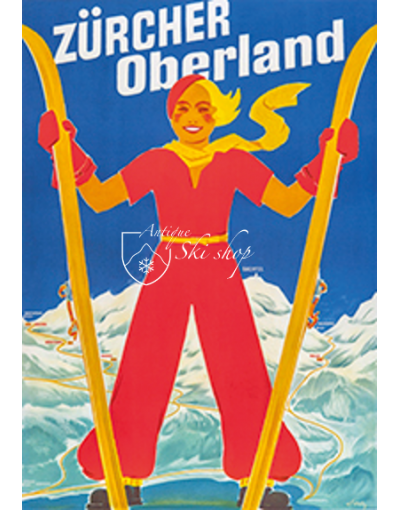 Vintage Swiss Ski Poster :  Zurcher Oberland