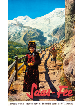 Vintage Swiss Travel Poster :  SAAS FEE
