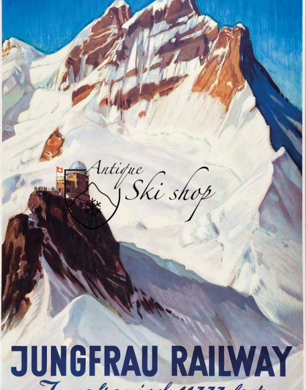 Vintage Swiss Travel Poster : JUNGFRAU-BAHN
