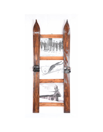 Three Panel Vintage Style Ski Frame (small) / Cadre de ski vintage à trois panneaux / Vintage Skirahmen für drei Fotos