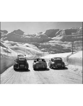 Vintage Ski Photo - 3 Porsche 356's on the Arlberg Pass
